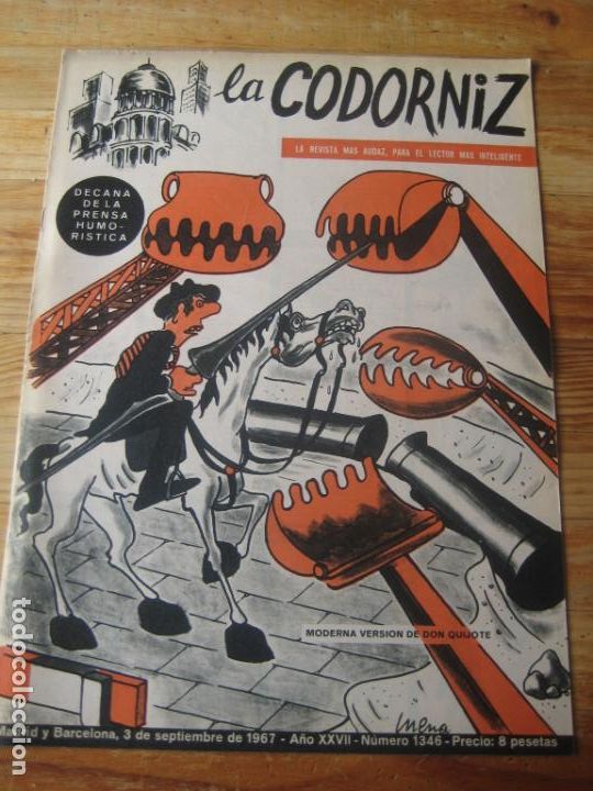 Coleccionismo de Revistas y Peri&oacute;dicos: REVISTA LA CODORNIZ N&ordm; 1346 - 3 septiembre 1967 - PORTADA MenA - HUMOR -