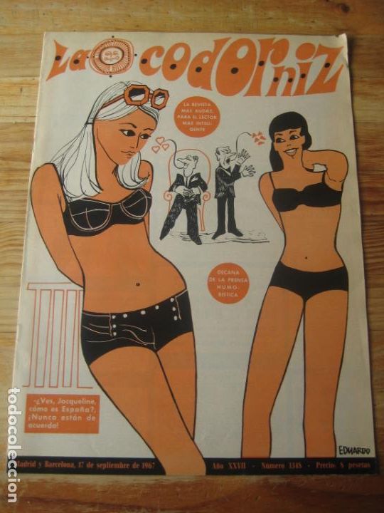 Coleccionismo de Revistas y Peri&oacute;dicos: REVISTA LA CODORNIZ N&ordm; 1348 - 17 SEPTIEMBRE 1967 - PORTADA EDUARDO - HUMOR -