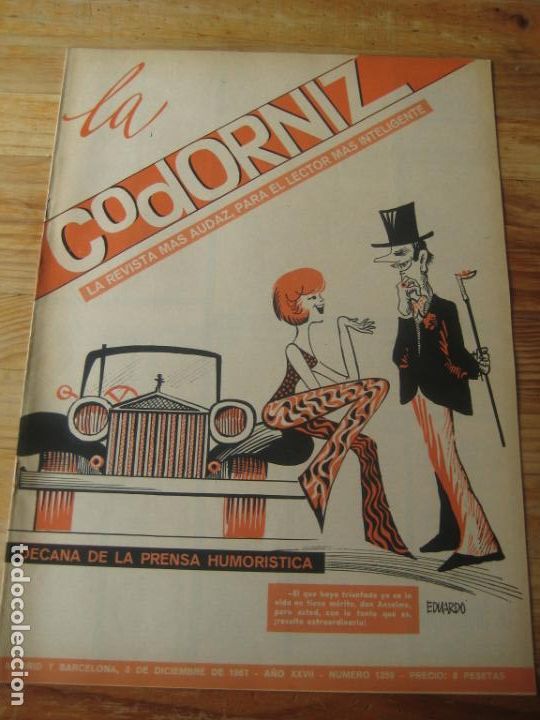 Coleccionismo de Revistas y Peri&oacute;dicos: REVISTA LA CODORNIZ N&ordm; 1359 - 3 DICIEMBRE 1967 - PORTADA EDUARDO - HUMOR -