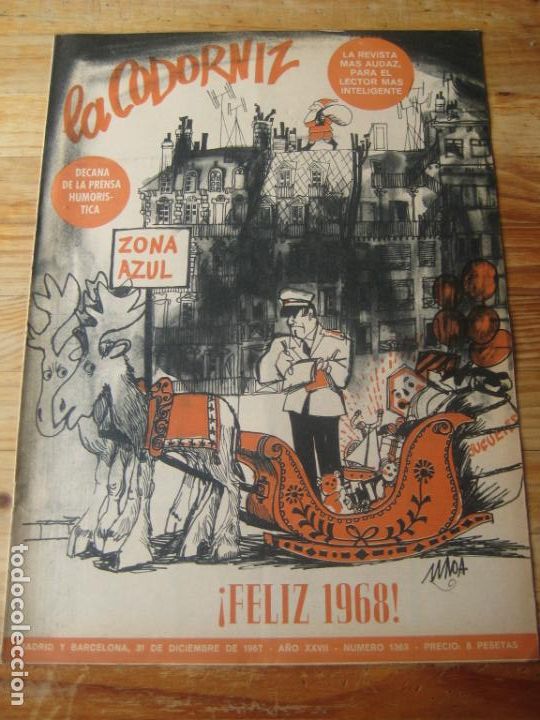 Coleccionismo de Revistas y Peri&oacute;dicos: REVISTA LA CODORNIZ N&ordm; 1363 - 31 DICIEMBRE 1967 - PORTADA MUA - HUMOR - FELIZ 1968