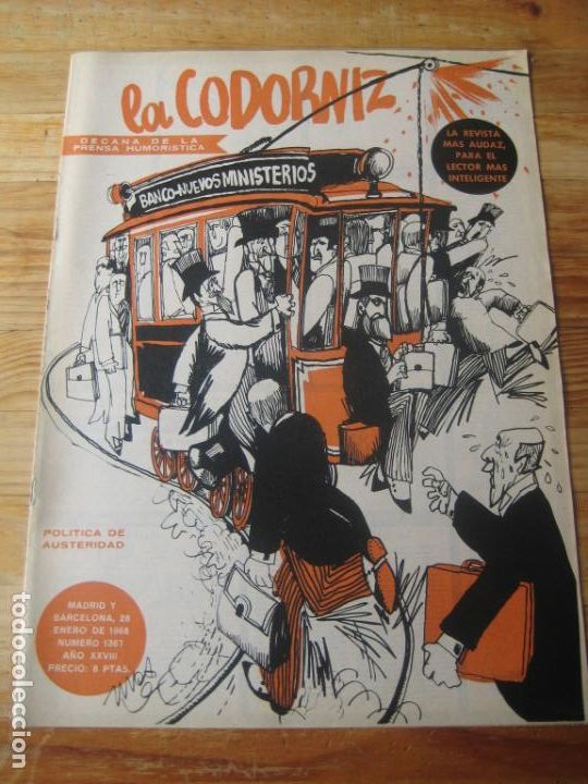 Coleccionismo de Revistas y Peri&oacute;dicos: REVISTA LA CODORNIZ N&ordm; 1367 - 28 ENERO 1968 - PORTADA MUNOA - HUMOR -