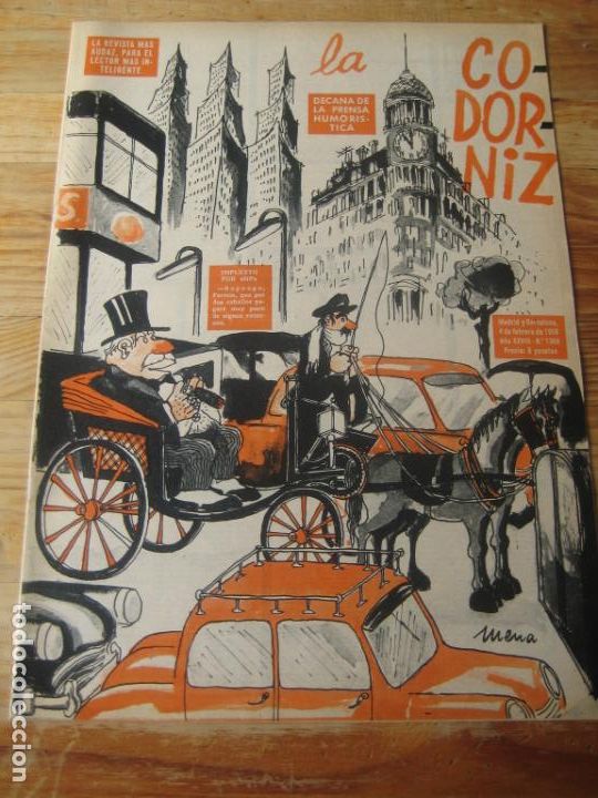 Coleccionismo de Revistas y Peri&oacute;dicos: REVISTA LA CODORNIZ N&ordm; 1368 - 4 FEBRERO 1968 - PORTADA MENA - HUMOR -