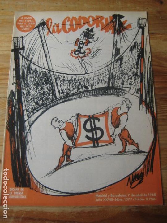 Coleccionismo de Revistas y Peri&oacute;dicos: REVISTA LA CODORNIZ N&ordm; 1376 - 7 ABRIL 1968 - PORTADA MUNOA - HUMOR -