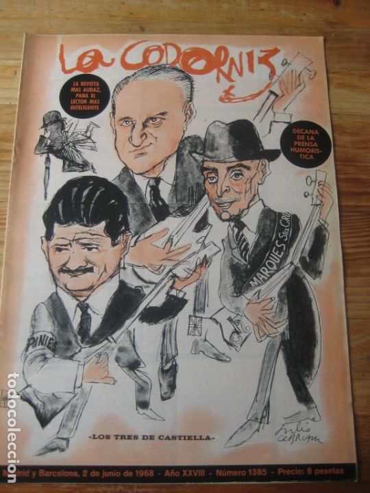 Coleccionismo de Revistas y Peri&oacute;dicos: REVISTA LA CODORNIZ N&ordm; 1385 - 2 JUNIO 1968 - PORTADA JULIO CEBRIAN - HUMOR