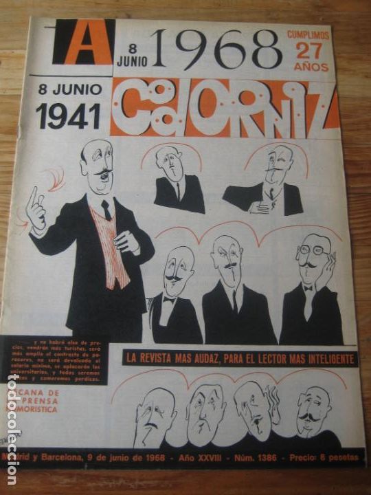 Coleccionismo de Revistas y Peri&oacute;dicos: REVISTA LA CODORNIZ N&ordm; 1386 - 9 JUNIO 1968 - PORTADA EDUARDO - HUMOR - 27 CUMPLEA&Ntilde;OS