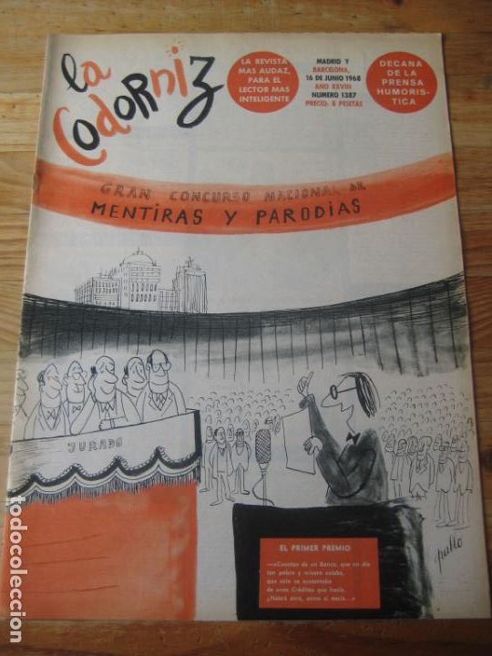 Coleccionismo de Revistas y Peri&oacute;dicos: REVISTA LA CODORNIZ N&ordm; 1387 - 16 JUNIO 1968 - PORTADA PABLO - HUMOR -