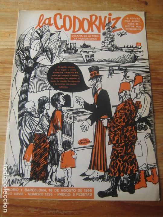 Coleccionismo de Revistas y Peri&oacute;dicos: REVISTA LA CODORNIZ N&ordm; 1396 - 18 AGOSTO 1968 - PORTADA MUNOA - HUMOR -