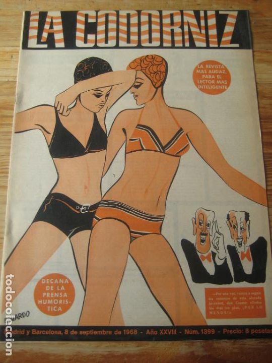 Coleccionismo de Revistas y Peri&oacute;dicos: REVISTA LA CODORNIZ N&ordm; 1399 -8 SEPTIEMBRE 1968 - PORTADA EDUARDO - HUMOR -