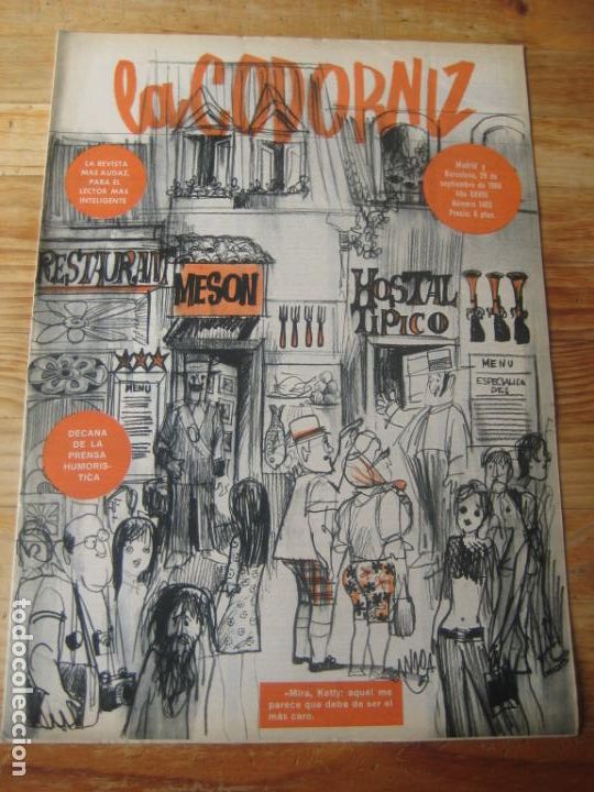 Coleccionismo de Revistas y Peri&oacute;dicos: REVISTA LA CODORNIZ N&ordm; 1402 - 29 SEPTIEMBRE 1968 - PORTADA MUNOA - HUMOR -