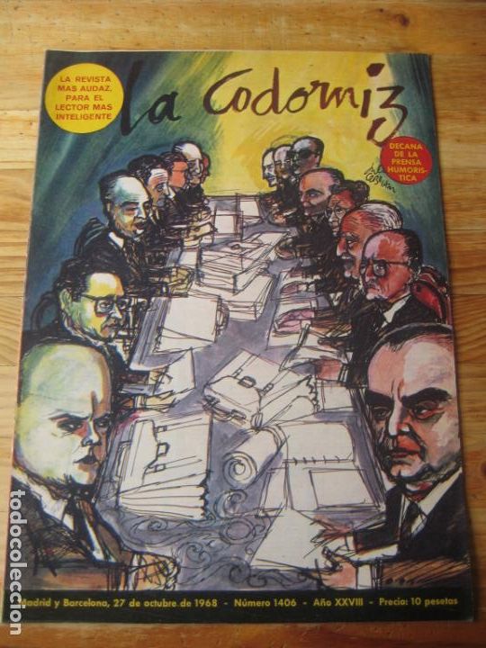 Coleccionismo de Revistas y Peri&oacute;dicos: REVISTA LA CODORNIZ N&ordm; 1406 - 27 OCTUBRE 1968 - PORTADA CEBRIAN - HUMOR - EXTRA GOBIERNO