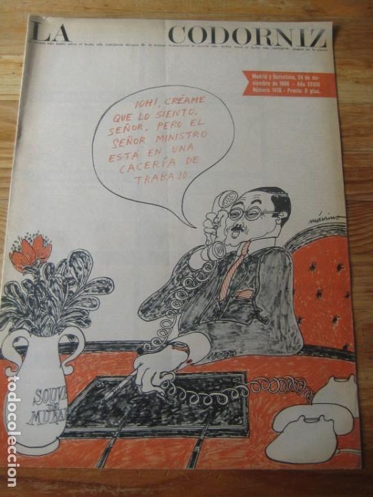Coleccionismo de Revistas y Peri&oacute;dicos: REVISTA LA CODORNIZ N&ordm; 1410 - 24 NOVIEMBRE 1968 - PORTADA MAXIMO - HUMOR -