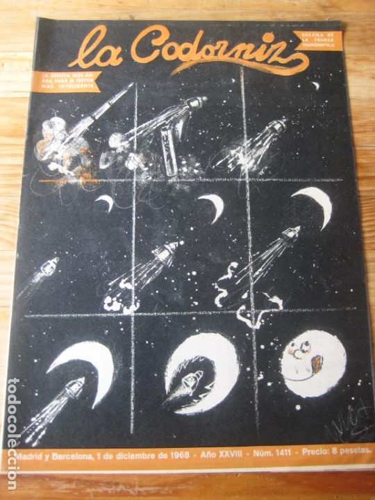 Coleccionismo de Revistas y Peri&oacute;dicos: REVISTA LA CODORNIZ N&ordm; 1411 - 1 DICIEMBRE 1968 - PORTADA MUNOA - HUMOR - LUNA