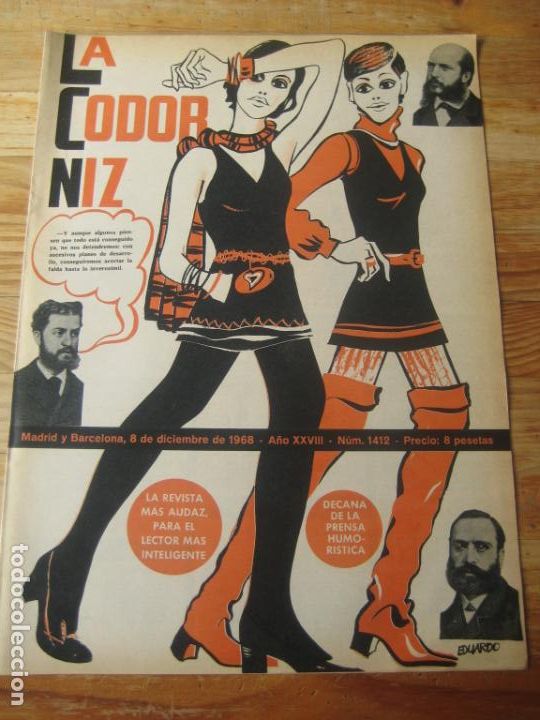 Coleccionismo de Revistas y Peri&oacute;dicos: REVISTA LA CODORNIZ N&ordm; 1412 - 8 DICIEMBRE 1968 - PORTADA EDUARDO - HUMOR -