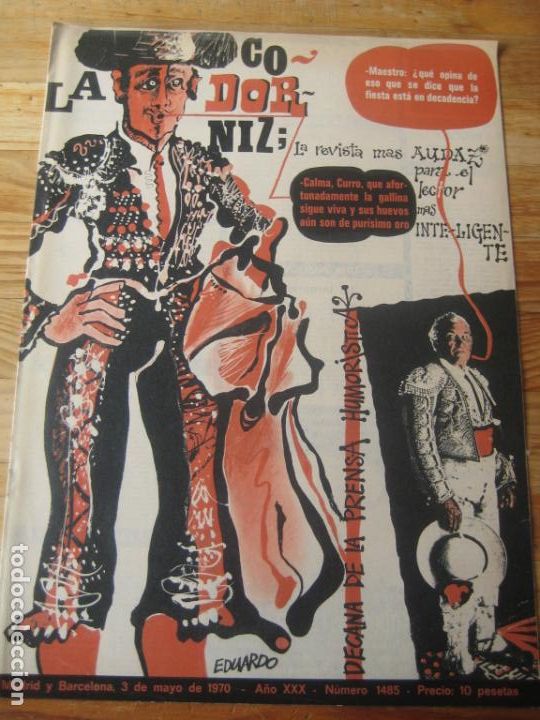 Coleccionismo de Revistas y Peri&oacute;dicos: REVISTA LA CODORNIZ N&ordm; 1485 - 3 MAYO 1970  - PORTADA EDUARDO - HUMOR - TOROS