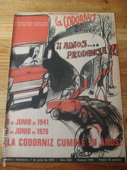 Coleccionismo de Revistas y Peri&oacute;dicos: REVISTA LA CODORNIZ N&ordm; 1490 - 7 JUNIO 1970 - PORTADA MUNOA - HUMOR -