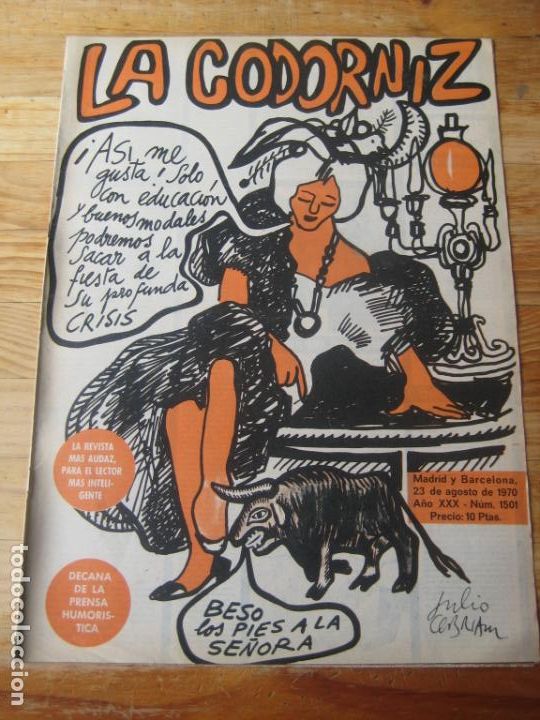 Coleccionismo de Revistas y Peri&oacute;dicos: REVISTA LA CODORNIZ N&ordm; 1501 - 23 AGOSTO 1970 - PORTADA CEBRIAN - HUMOR -