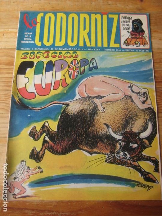 Coleccionismo de Revistas y Peri&oacute;dicos: REVISTA LA CODORNIZ N&ordm; 1744 - 23 NOVIEMBRE 1975 - PORTADA HERREROS - HUMOR - ESPECIAL EUROPA