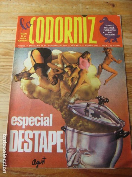 Coleccionismo de Revistas y Peri&oacute;dicos: REVISTA LA CODORNIZ N&ordm; 1745 - 30 NOVIEMBRE 1975 - PORTADA AGUST - HUMOR - ESPECIAL DESTAPE