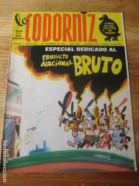 Coleccionismo de Revistas y Peri&oacute;dicos: REVISTA LA CODORNIZ N&ordm; 1746 - 7 DICIEMBRE 1975 - PORTADA MADRIGAL - ESPECIAL PRODUCTO NACIONAL BRUTO