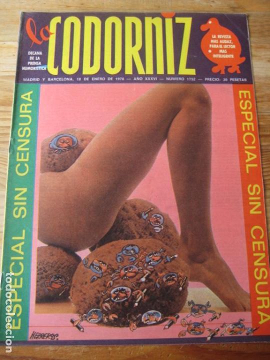 Coleccionismo de Revistas y Peri&oacute;dicos: REVISTA LA CODORNIZ N&ordm; 1752 - 18 ENERO 1976 - ESPECIAL SIN CENSURA - PORTADA HERREROS
