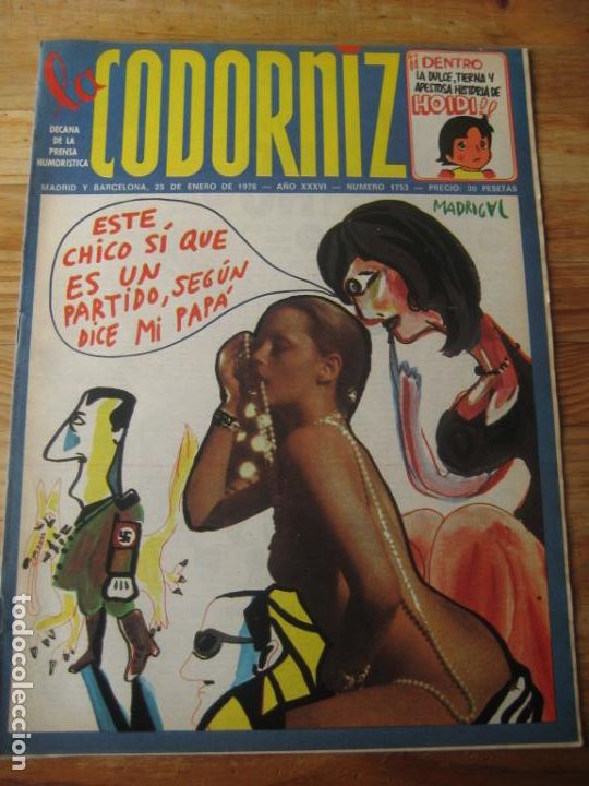 Coleccionismo de Revistas y Peri&oacute;dicos: REVISTA LA CODORNIZ N&ordm; 1753 - 25 ENERO 1976 - PORTADA MADRIGAL
