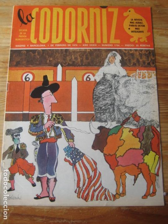 Coleccionismo de Revistas y Peri&oacute;dicos: REVISTA LA CODORNIZ N&ordm; 1754 - 1 FEBRERO 1976 - PORTADA ABELENDA