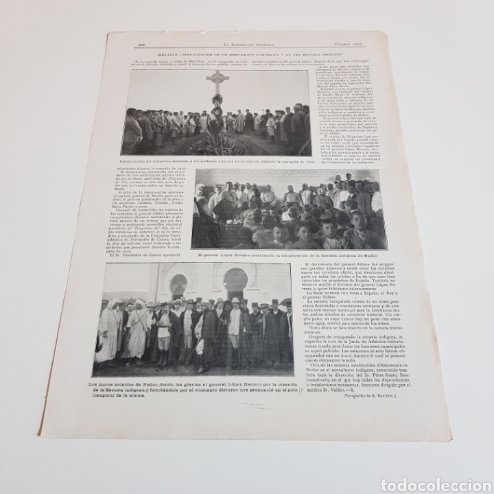 Collezionismo di Riviste e Giornali: MELILLA INAGURACION DE UN MONUMENTO FUNERARIO Y UNA ESCUELA INDIGENA 1913