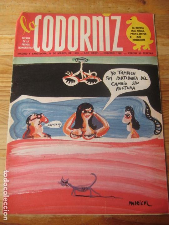Coleccionismo de Revistas y Peri&oacute;dicos: REVISTA LA CODORNIZ N&ordm; 1762 - 28 marzo 1976 - PORTADA MADRIGAL
