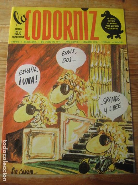 Coleccionismo de Revistas y Peri&oacute;dicos: REVISTA LA CODORNIZ N&ordm; 1776 - 4 JULIO 1976 - PORTADA SIR CAMARA -