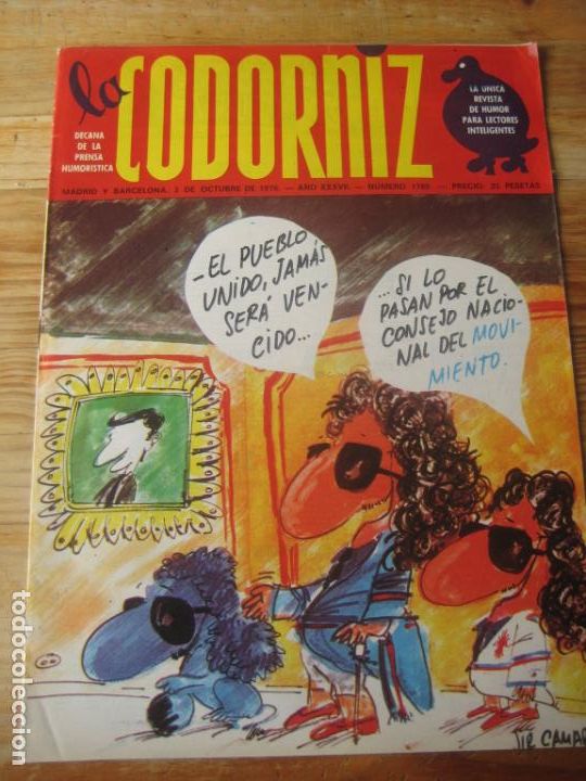 Coleccionismo de Revistas y Peri&oacute;dicos: REVISTA LA CODORNIZ N&ordm; 1789 - 3 OCTUBRE 1976 - PORTADA SIR CAMARA