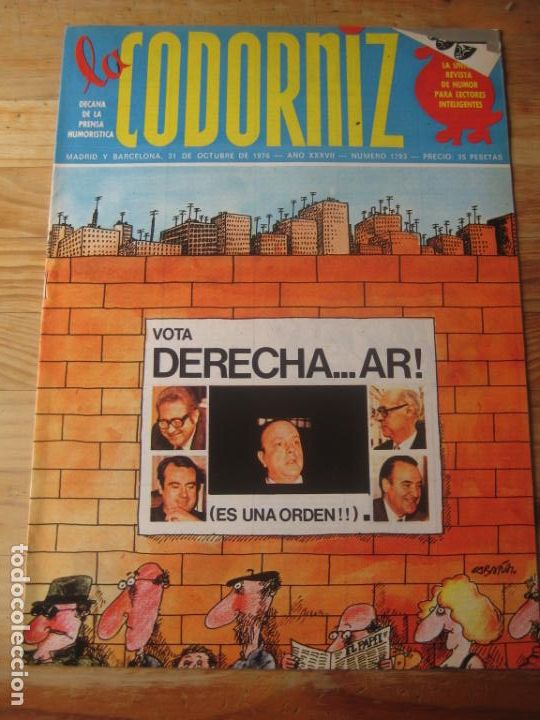 Coleccionismo de Revistas y Peri&oacute;dicos: REVISTA LA CODORNIZ N&ordm; 1793 - 31 OCTUBRE 1976 - PORTADA CABA&Ntilde;AS