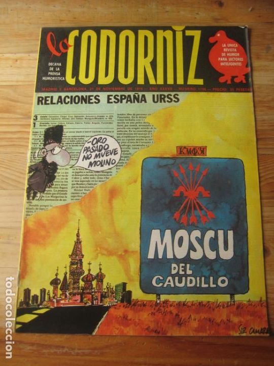 Coleccionismo de Revistas y Peri&oacute;dicos: REVISTA LA CODORNIZ N&ordm; 1796 - 21 NOVIEMBRE 1976 - PORTADA SIR CAMARA - MOSCU DEL CAUDILLO