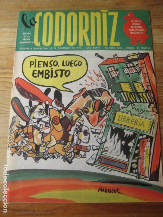 Coleccionismo de Revistas y Peri&oacute;dicos: REVISTA LA CODORNIZ N&ordm; 1801 - 26 DICIEMBRE 1976 - PORTADA MADRIGAL