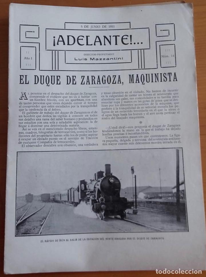 Collection Magazines and Newspapers: FERROCARRIL- REVISTA ADELANTE- DIRECTOR LUIS MAZZANTINI- N&ordm; 14 A&Ntilde;O 1.911- RARA
