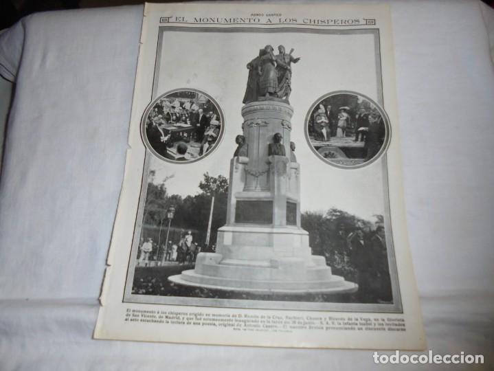 Coleccionismo de Revistas y Peri&oacute;dicos: EL MONUMENTO A LOS CHISPEROS GLORIETA SAN VICENTE MADRID.HOJA REVISTA MUNDO GRAFICO 1912