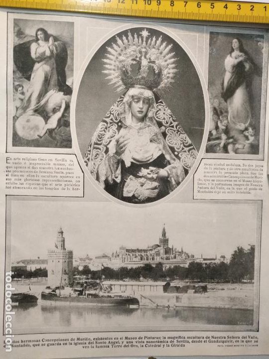 Coleccionismo de revistas y peri&oacute;dicos: a&ntilde;o 1900 /1920 antiguo recorte prensa - inmaculada murillo virgen del valle sevilla rio guadalquivir