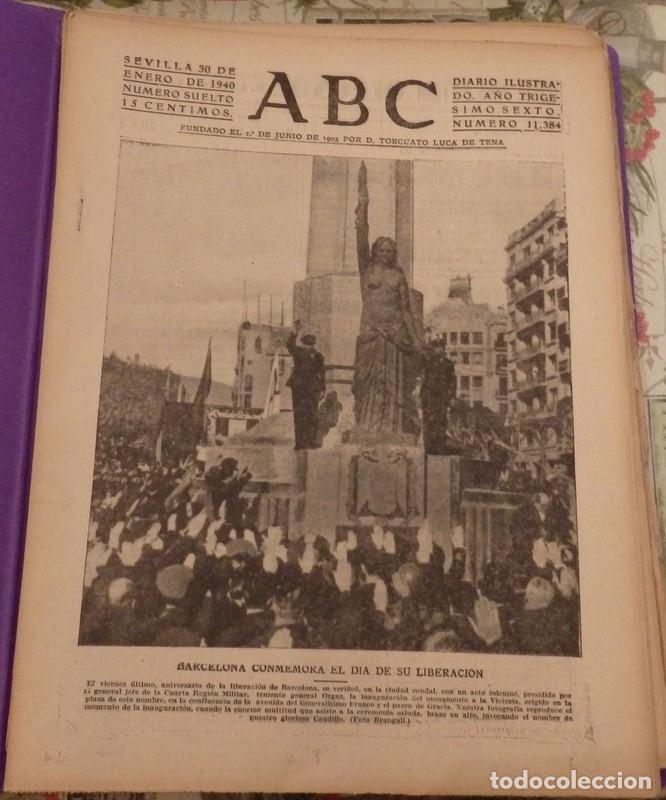 Coleccionismo de Revistas y Peri&oacute;dicos: DIARIO ABC DE SEVILLA, de fecha 30 de enero de 1940.- en portada: barcelona conmemora el dia de su l