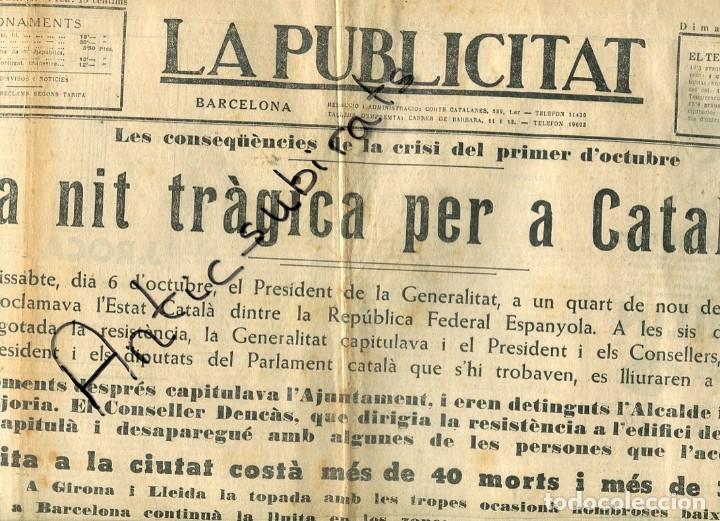 Sammeln von Zeitschriften und Zeitungen: LA PUBLICITAT FETS 6 D'OCTURBRE OCTUBRE ESTAT CATALA ANY 1934 MILLITARS COM A MAXIMES AUTORITATS