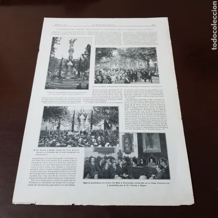 Coleccionismo de Revistas y Peri&oacute;dicos: VILLAFRANCA DEL PANADES 1912 INAGURACION DEL MONUMENTO A MILA Y FONTANALS