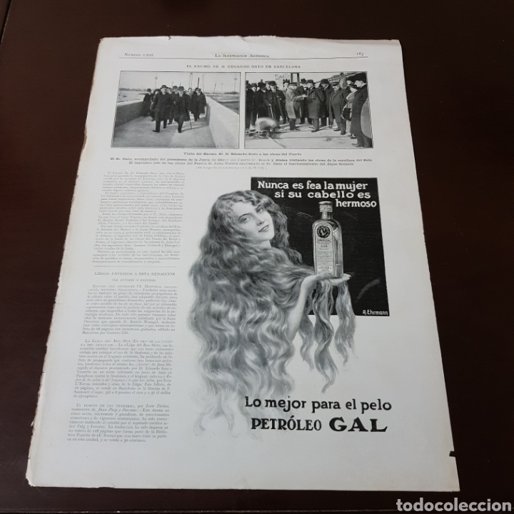 Colecionismo de Revistas e Jornais: EDUARDO DATO EN BARCELONA - FOTOGRAFIAS VISITA OBRAS DE PUERTO 1913 PUBLICIDAD PETROLEOGAL