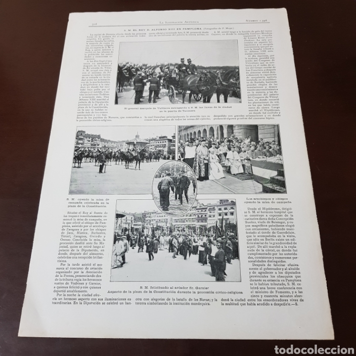 Collezionismo di Riviste e Giornali: A&Ntilde;O 1912 EL REY ALFONSO XIII EN PAMPLONA 38 CM X 28 CM