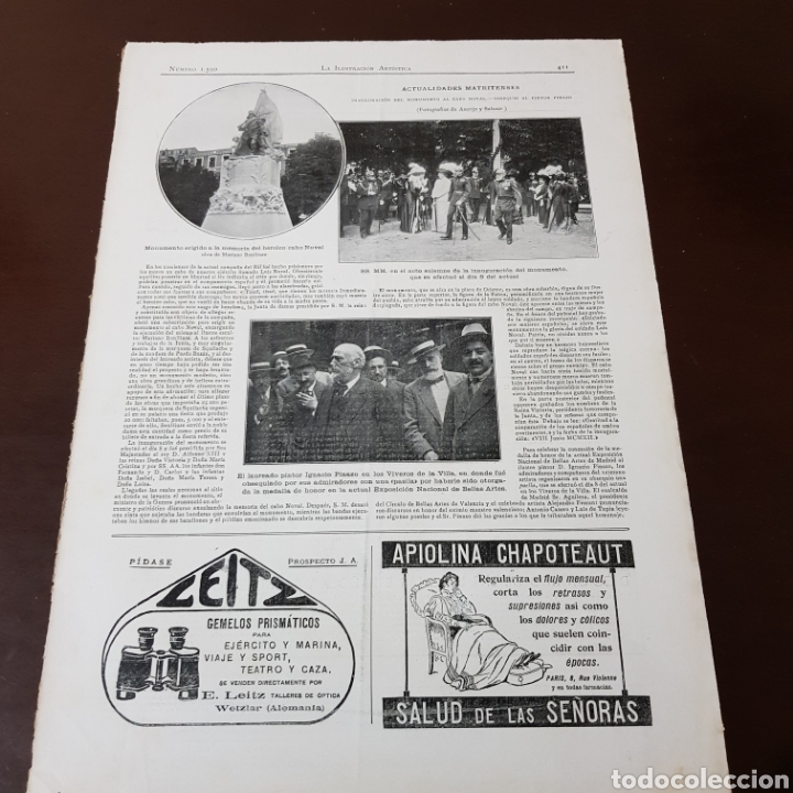 Colecionismo de Revistas e Jornais: A&Ntilde;O 1912 ACTUALIDADES MATRIENSES - MONUMENTO AL CABO NOVAL - OBSEQUIO AL PINTOR PINAZO