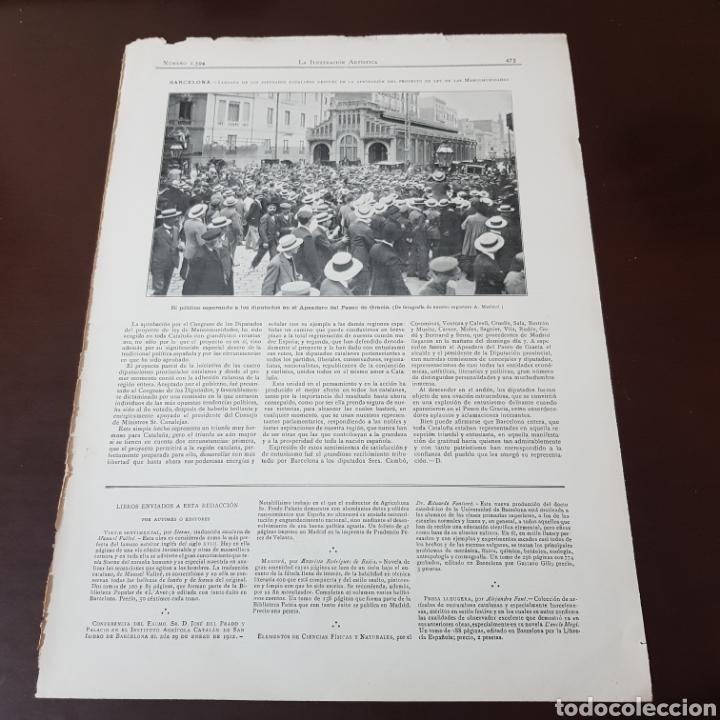 Sammeln von Zeitschriften und Zeitungen: A&Ntilde;O 1912 BARCELONA - DIPUTADOS CATALANES DESPUES APROBACI&Oacute;N PROYECTO LEY MANCOMUNIDADES