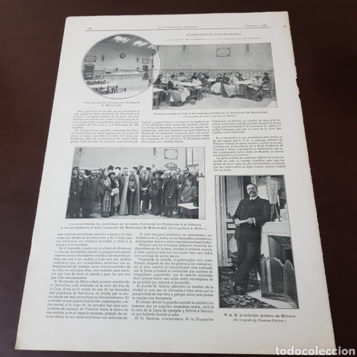 Collezionismo di Riviste e Giornali: A&Ntilde;O 1912 ACTUALIDADES BARCELONESAS - EL RESTAURAN LA MATERNIDAD - PRINCIPE ALBERTO DE MONACO