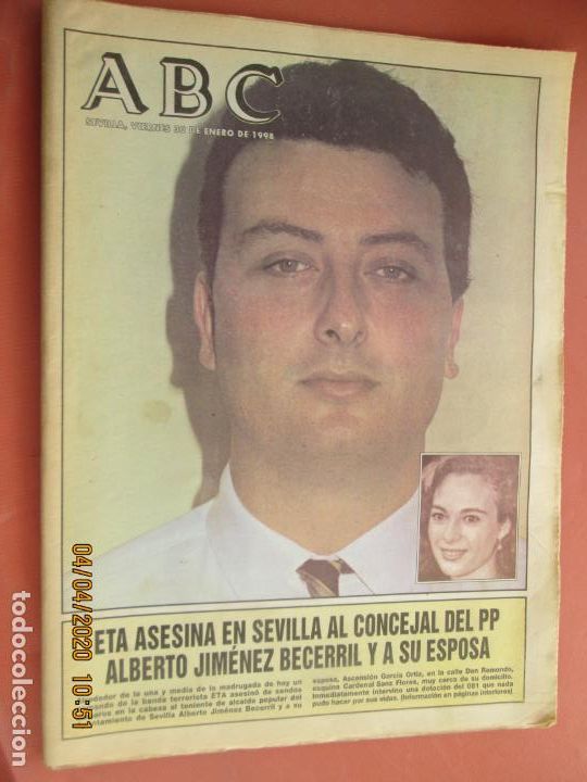 Coleccionismo de Revistas y Peri&oacute;dicos: ABC 30-01-1998 , ETA ASESINA EN SEVILLA AL CONCEJAL DEL PP ALBERTO JIMENEZ Y SU ESPOSA