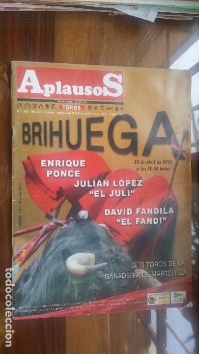 Coleccionismo de Revistas y Peri&oacute;dicos: Revista Aplausos N.&ordm; 1435, 28 de marzo 2005 - Brihuega, Enrique Ponce, Juli, Fandi, Martelilla