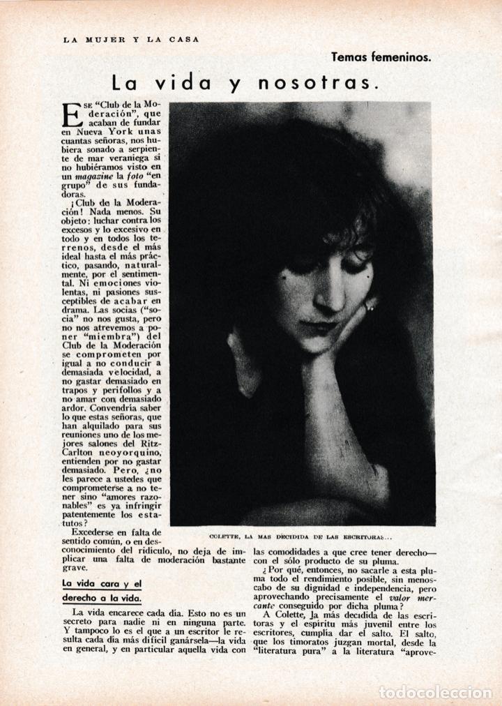 Colecionismo de Revistas e Jornais: Temas femeninos: la vida y nosotras ( Colette, Mistinguett, Geraldina Farraz) - 1930