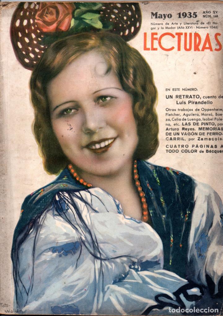 Colecionismo de Revistas e Jornais: REVISTA LECTURAS - N&ordm; 168 - MAYO DEL A&Ntilde;O 1935 - A&Ntilde;O XV - ILUSTRADOR DE PORTADA WALKEN