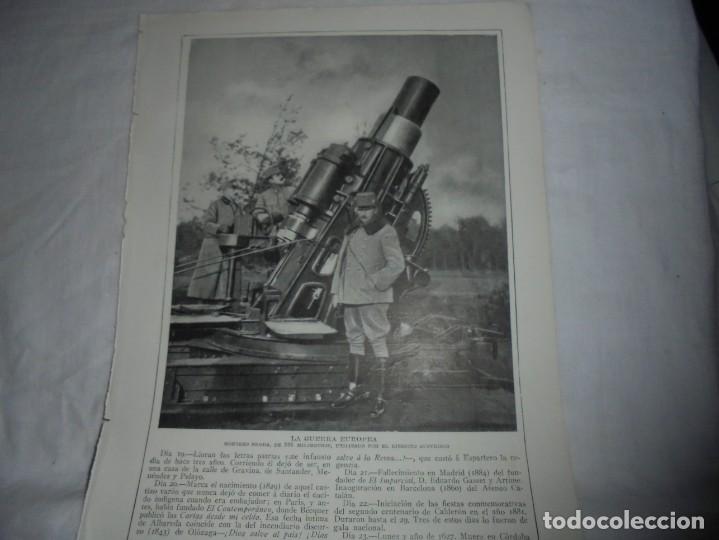 Coleccionismo de Revistas y Peri&oacute;dicos: LA GUERRA EUROPEA MORTERO SKODA DE 305 MILIMETROS DEL EJERCITO AUSTRIACO  HOJA BLANCO Y NEGRO 1915