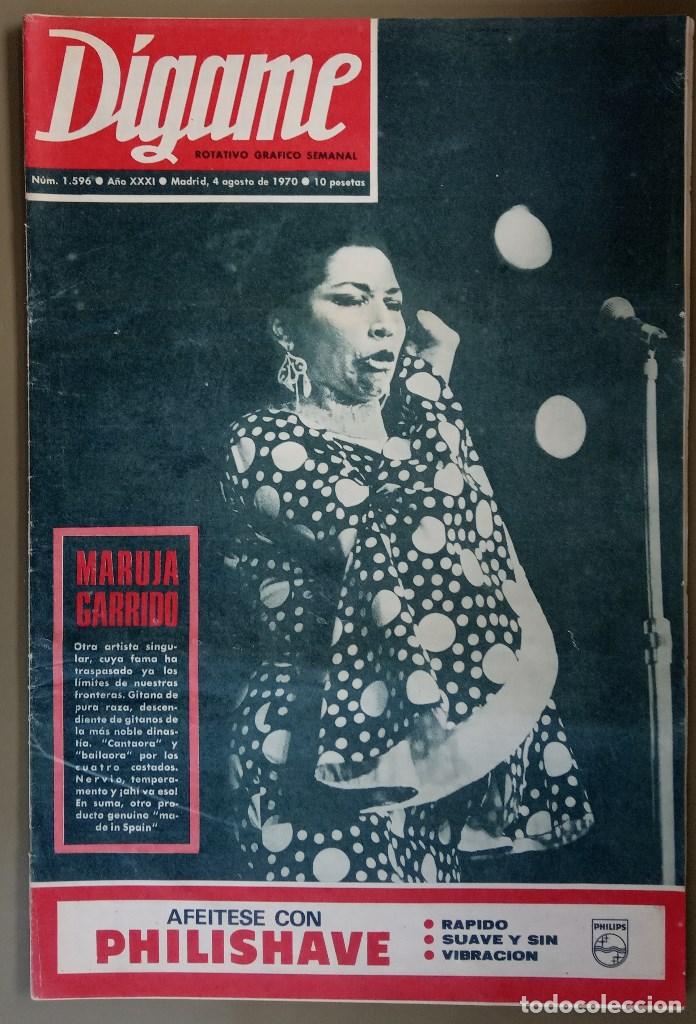 Coleccionismo de Revistas y Peri&oacute;dicos: D&iacute;game 1596, 4 Ago 1970. Maruja Garrido, Real Madrid, Urtain, Mary Delgado,Miguel R&iacute;os,Santana,Toros